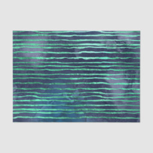Papel De Seda Padrão Listrado Azul Marinho e Aqua
