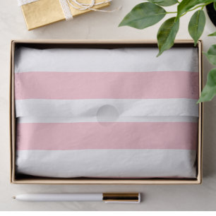 Papel De Seda Padrão Listrado de Rosa Claro Elegante Branco