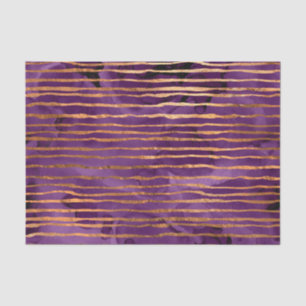 Papel De Seda Padrão Listrado Roxo e Dourado