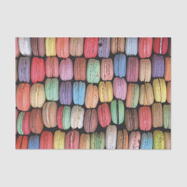 Papel De Seda Padrão Macaron Francês Colorido (Frente )
