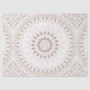 Papel De Seda Padrão Mandala Bege e Creme