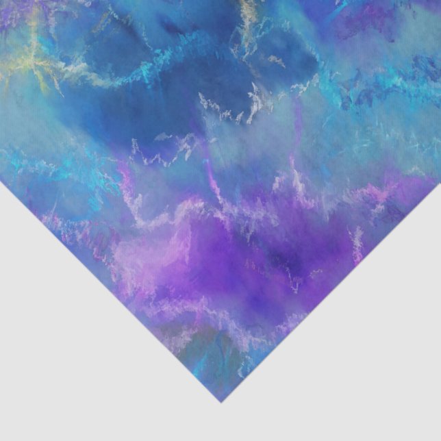 Papel De Seda Padrão Marble Azul, Roxo e Dourado Elegante (Detalhes)