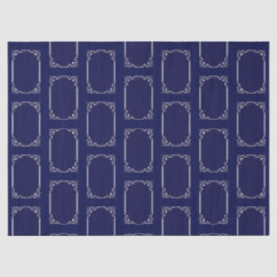 Papel De Seda Padrão Marinho Azul de Arte Prateada Elegante