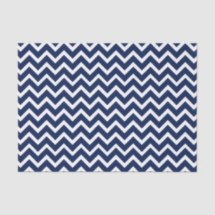 Papel De Seda Padrão marinho Azul e Branco Chevron Zigzag