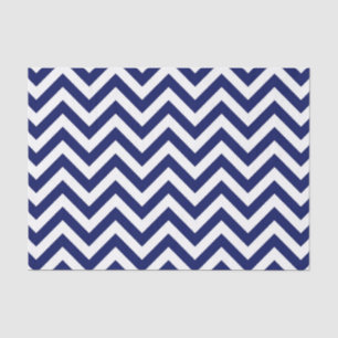 Papel De Seda Padrão marinho Azul e Branco Grande Chevron ZigZa