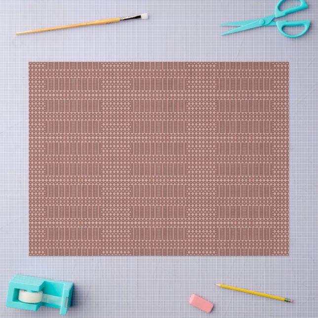 Papel De Seda Padrão Marrom Tribal (Arte )