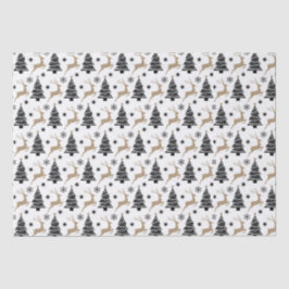 Papel De Seda Padrão Masculino Preto Branco e Dourado