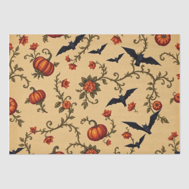 Papel De Seda Padrão Medieval Francês de Halloween (Frente )