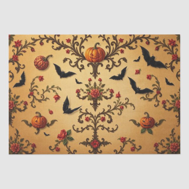 Papel De Seda Padrão Medieval Francês de Halloween (Frente )