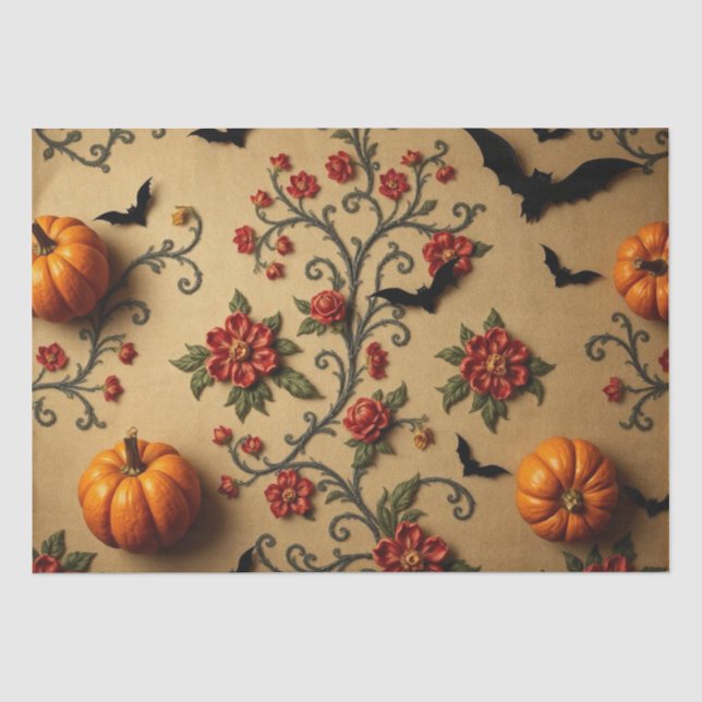 Papel De Seda Padrão Medieval Francês de Halloween (Frente )