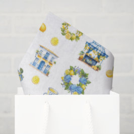 Papel De Seda Padrão mediterrânico de limão de Verão