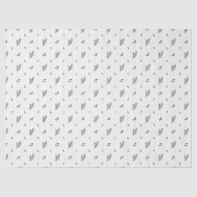Papel De Seda Padrão Mínimo de Natal, Pinheiro, Frutas (Frente )