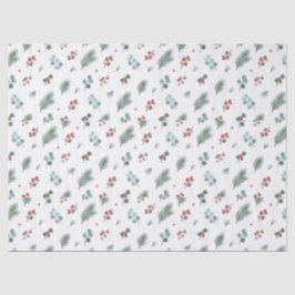 Papel De Seda Padrão Mínimo de Natal, Pinheiro & Frutas