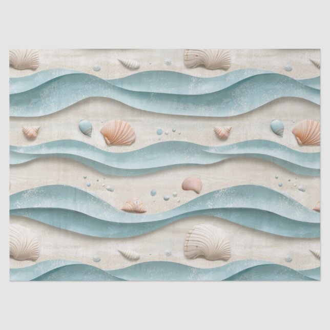 Papel De Seda Padrão Mínimo de Praia Boho (Frente )