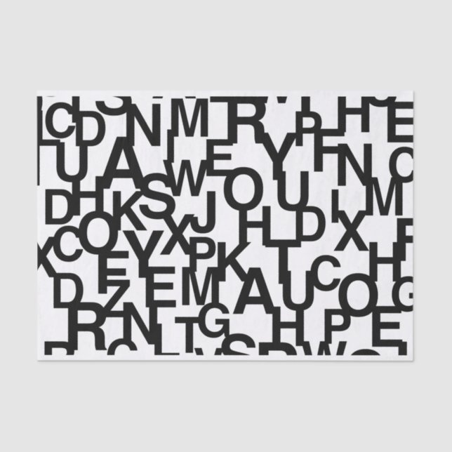 Papel De Seda Padrão moderno, abstrato, confuso com letras (Frente )