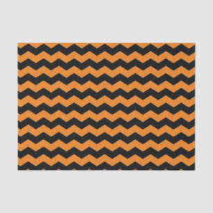 Papel De Seda Padrão Moderno Chevron Zigzag Preto e Laranja