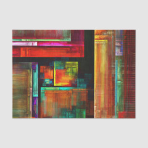 Papel De Seda Padrão Moderno de Abstrato de Arte Quadrados Color