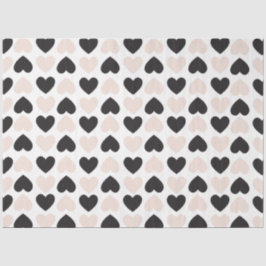 Papel De Seda Padrão Moderno de Corações de Amor Preto Rosa