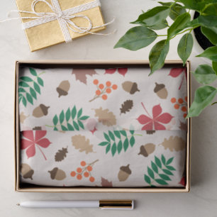 Papel De Seda Padrão Moderno de Folhas e Bolotas