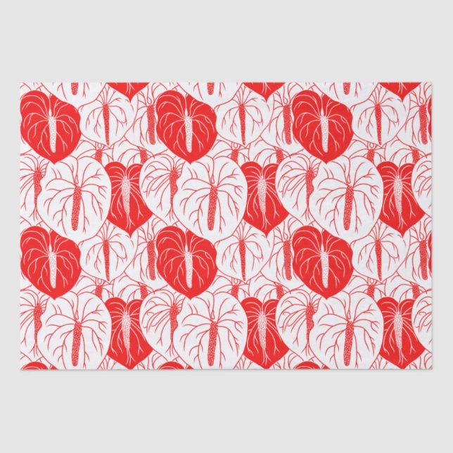 Papel De Seda Padrão moderno de impressão de Anthurium havaiano (Frente )