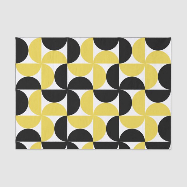 Papel De Seda Padrão moderno de Meio século amarelo e preto (Frente )