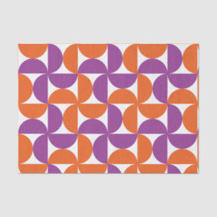 Papel De Seda Padrão Moderno de Meio século Laranja e Roxo