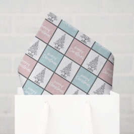 Papel De Seda Padrão Moderno do Pastel Azul e Rosa de Natal