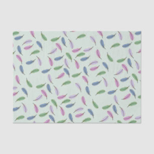 Papel De Seda Padrão Moderno e Elegante de Penas em Azul Pastel