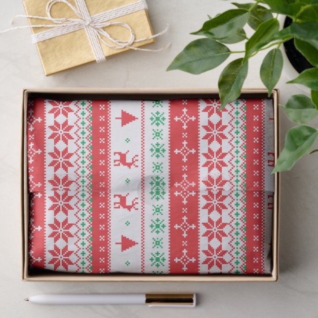 Papel De Seda Padrão moderno nórdico de Natal (Presente)