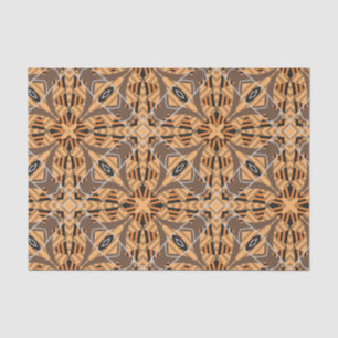 Papel De Seda Padrão Mosaico de Brown Ochre Tribal Boho
