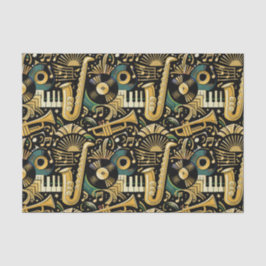 Papel De Seda Padrão Musical da Era do Jazz