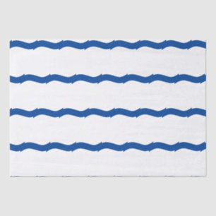 Papel De Seda Padrão náutico branco azul das ondas do mar cost