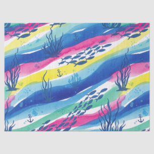 Papel De Seda Padrão Náutico de Aquarela Retro (3)