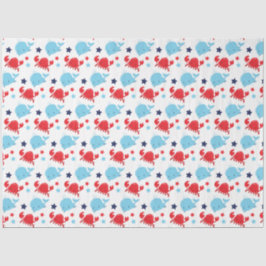 Papel De Seda Padrão náutico de baleias e caranguejos