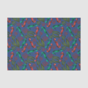 Papel De Seda Padrão Náutico do Cavalo Marinho Indigo