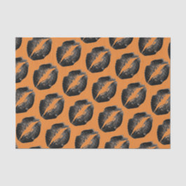 Papel De Seda Padrão Negro Laranja Festa de Dia das Bruxas Lábio