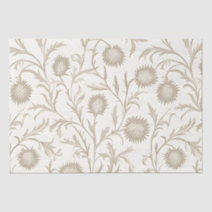 Papel De Seda Padrão Neutro Da Flor Floral Do Thistle