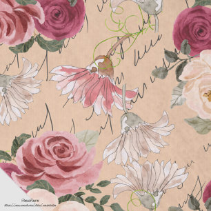 Papel De Seda Padrão neutro Rosas Dhalia Chic Decoupaging art