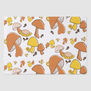 Papel De Seda Padrão Nostalgic Mushroom