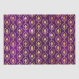 Papel De Seda Padrão Ornamental de Brilho Roxo e Dourado