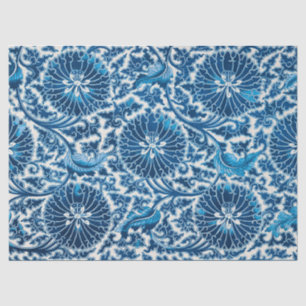 Papel De Seda Padrão Ornamental Ornamental Vintage Blue