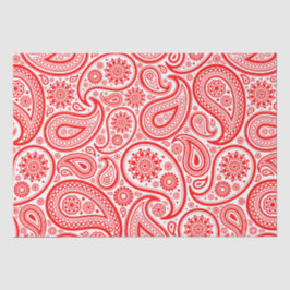 Papel De Seda Padrão paisley de vinheta vermelha e branca