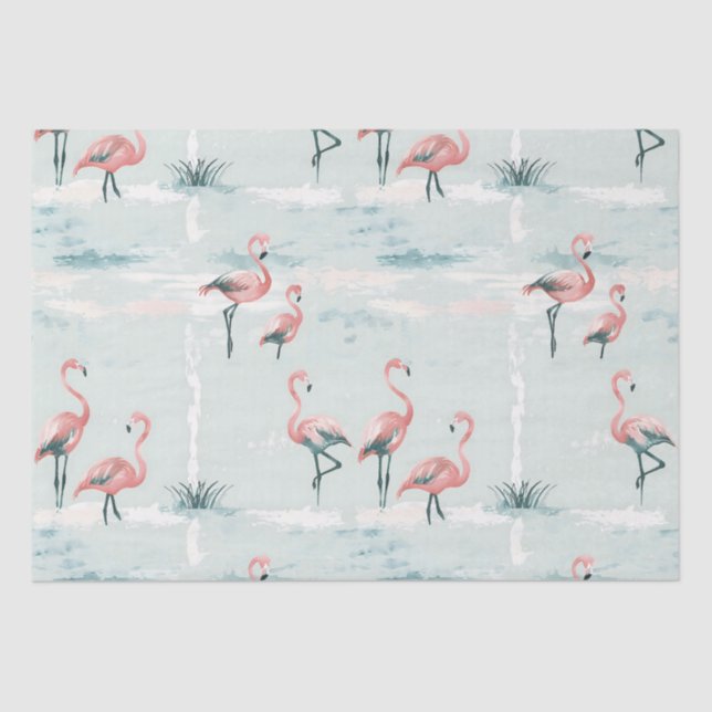 Papel De Seda Padrão pastel flamingo elegante (Frente )