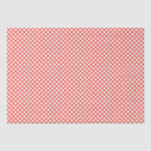 Papel De Seda Padrão Pontilhado de Polka Rosa Coral