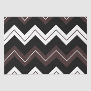 Papel De Seda Padrão Preto de Stripe de Chevron Brown