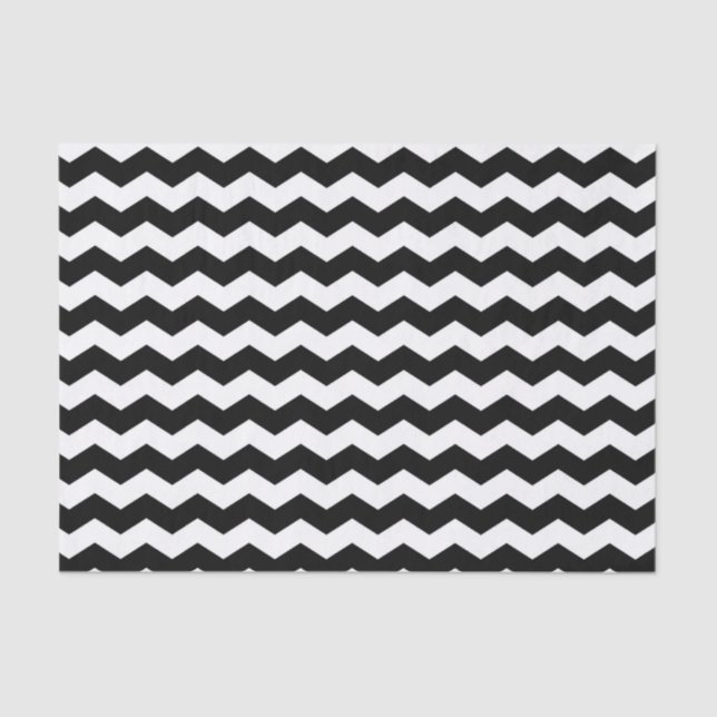 Papel De Seda Padrão preto e branco moderno Chevron Zigzag (Frente )
