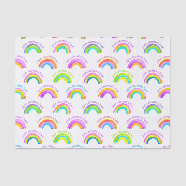 Papel De Seda Padrão Rainbow Dia de as mães Feliz (Frente )