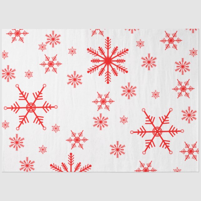 Papel De Seda Padrão Red Snowflake (Frente )
