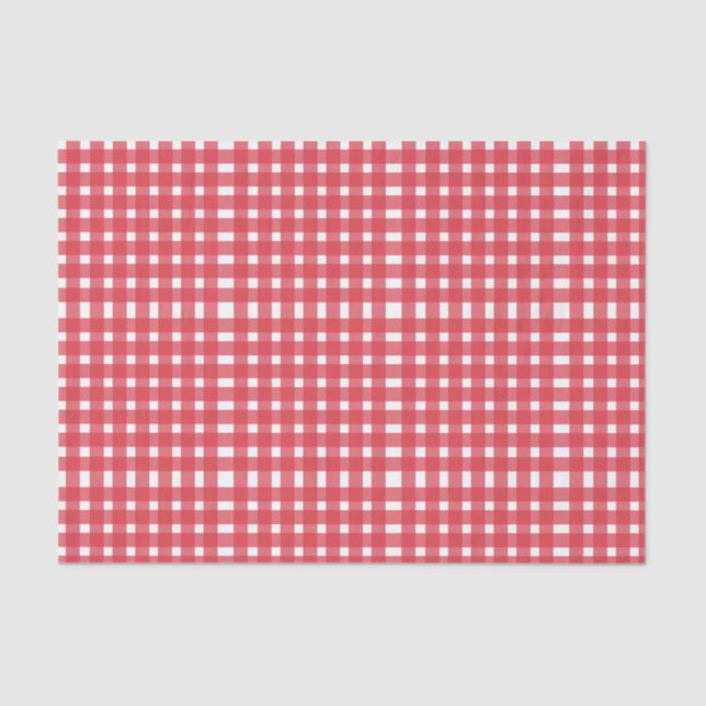 Papel De Seda Padrão Red White Gingham (Frente )