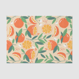 Papel De Seda Padrão Retroativo da Fruta de Citros Laranja